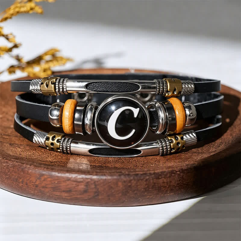 Bracciale in pelle con gemma e iniziale "Time" (26 pezzi). - Lettera C - image 7