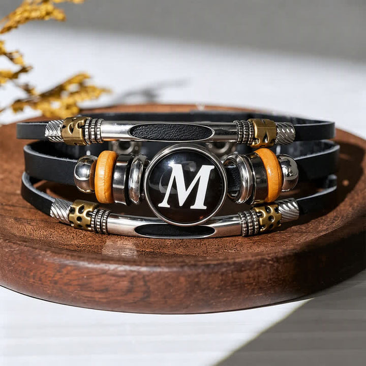Bracciale in pelle con gemma e iniziale "Time" (26 pezzi). - Lettera M - image 17
