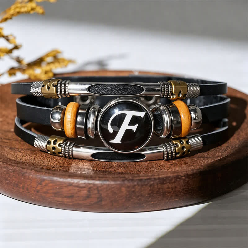 Bracciale in pelle con gemma e iniziale "Time" (26 pezzi). - Lettera F - image 10
