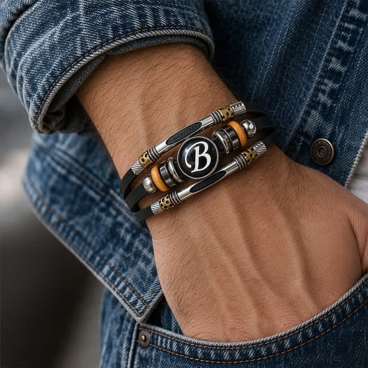 Bracciale in pelle con gemma e iniziale "Time" (26 pezzi). - image 1