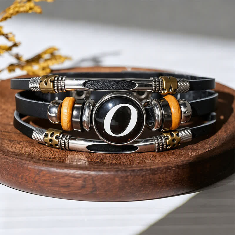 Bracciale in pelle con gemma e iniziale "Time" (26 pezzi). - Lettera O - image 19