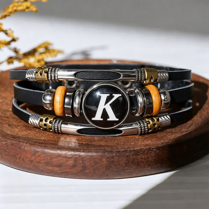 Bracciale in pelle con gemma e iniziale "Time" (26 pezzi). - Lettera K - image 15