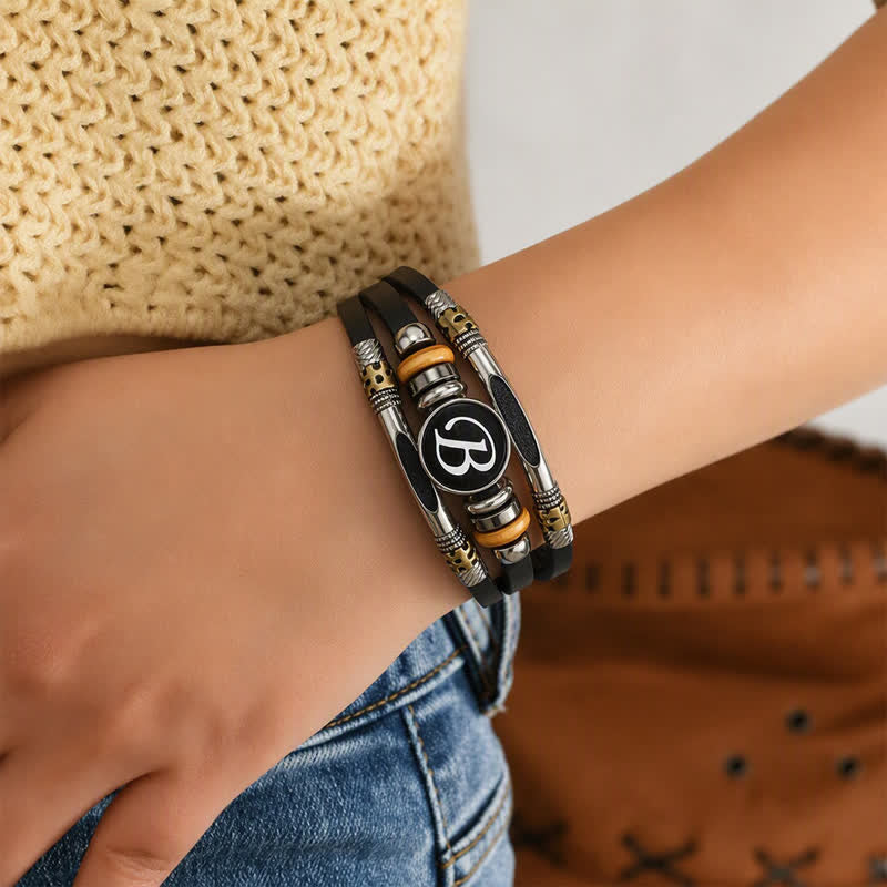 Bracciale in pelle con gemma e iniziale "Time" (26 pezzi). - image 2