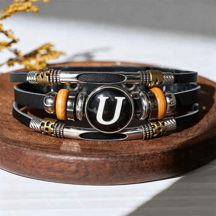 Bracciale in pelle con gemma e iniziale "Time" (26 pezzi). - Lettera U - image 25