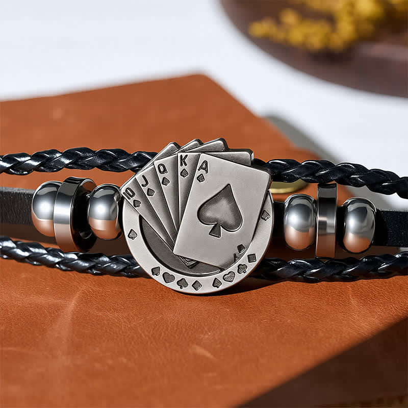 Braccialetto in pelle con carte da gioco Royal Flush Poker - image 4