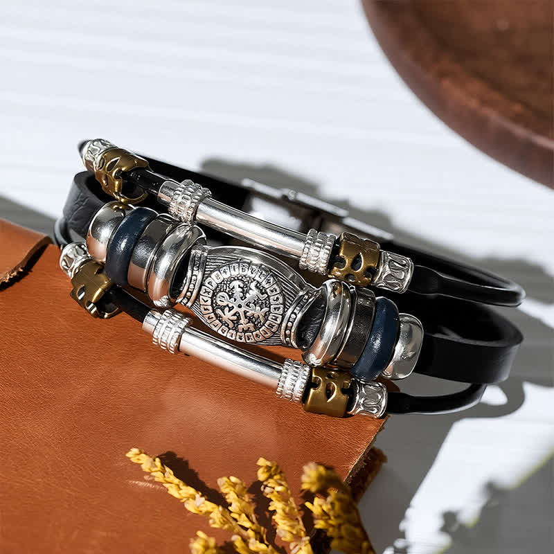 Bracciale vintage in pelle multistrato stile vichingo - image 3