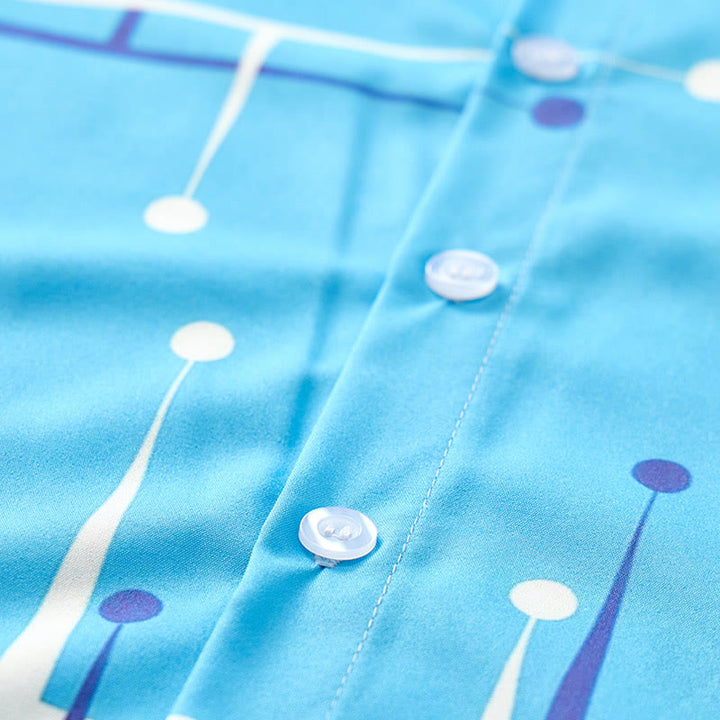 Camicia da uomo estiva da spiaggia con stampa a pois geometrici retrò. - image 7