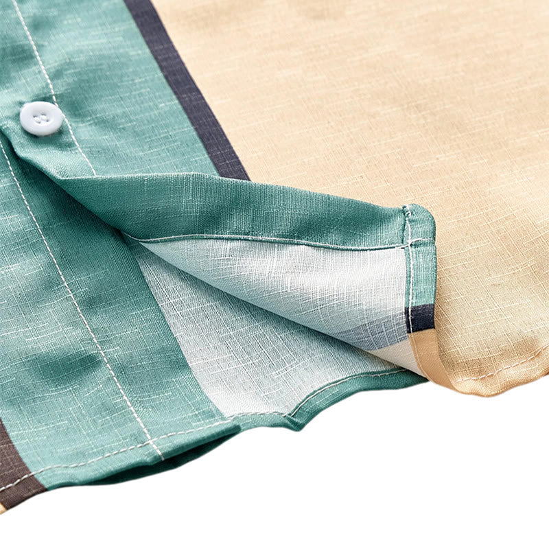 Camicia estiva da uomo a righe verticali con stampa tucano tropicale. - image 6
