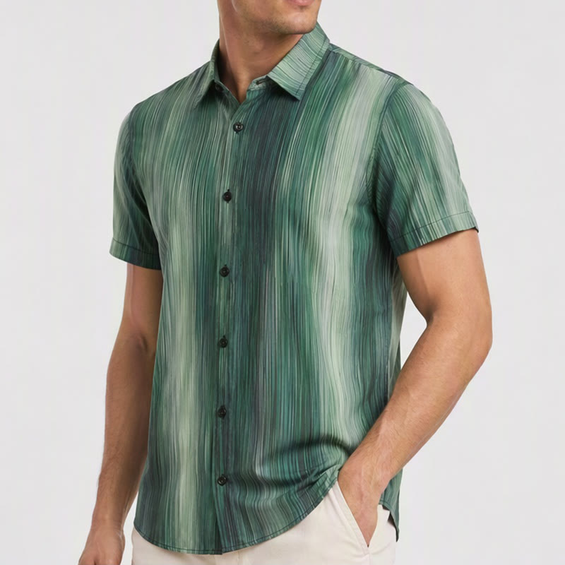 Camicia estiva da uomo con stampa a gradiente verticale e bottoni - image 3