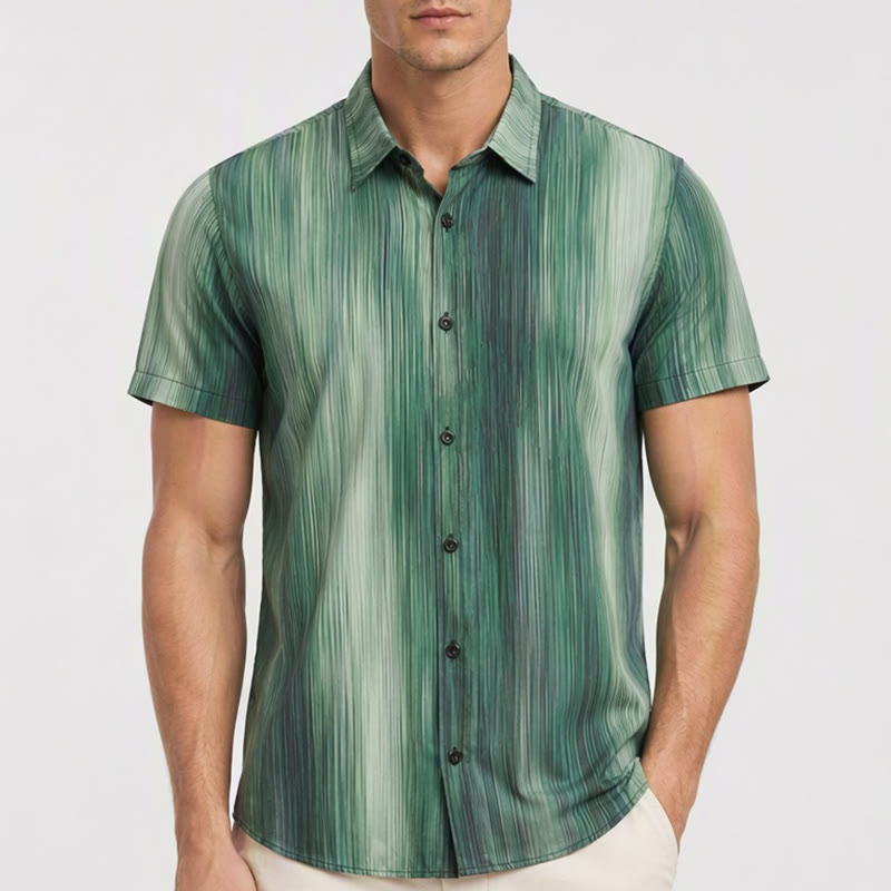 Camicia estiva da uomo con stampa a gradiente verticale e bottoni - image 1