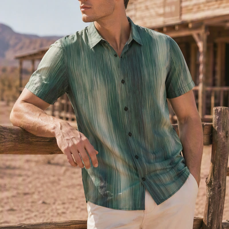 Camicia estiva da uomo con stampa a gradiente verticale e bottoni - Stile n. 1 - 3XL - image 0