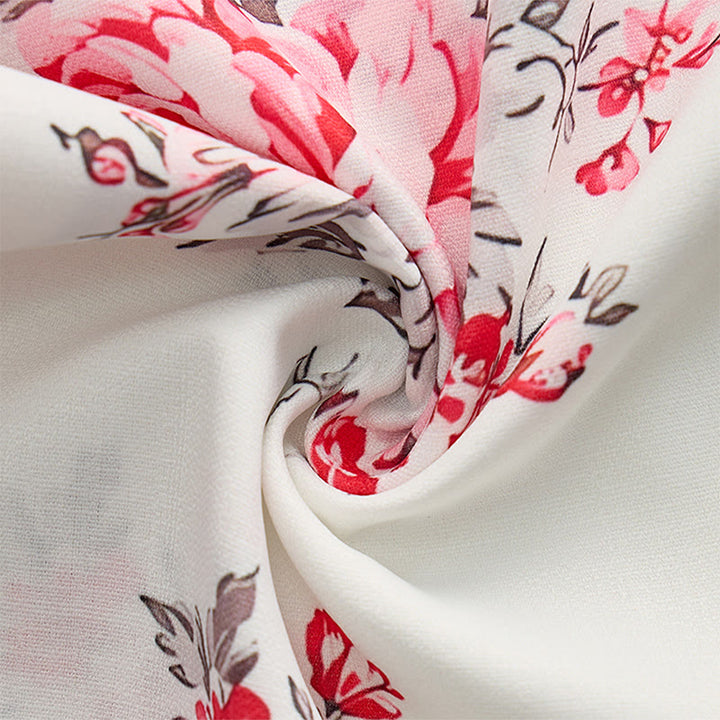 Camicia casual da uomo nera e bianca con stampa floreale a rose a contrasto - image 8