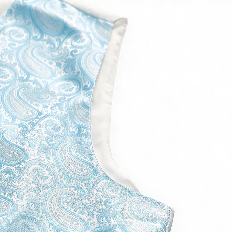 Completo da uomo a tre pezzi con gilet in jacquard a fantasia paisley. - image 12