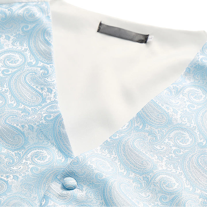 Completo da uomo a tre pezzi con gilet in jacquard a fantasia paisley. - image 9