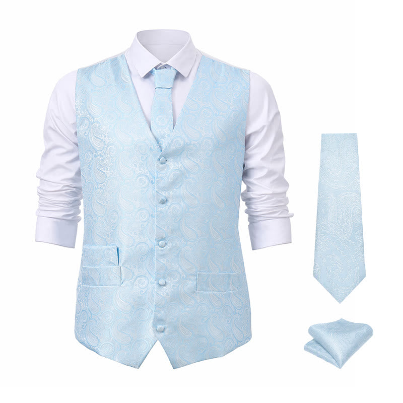 Completo da uomo a tre pezzi con gilet in jacquard a fantasia paisley. - image 17