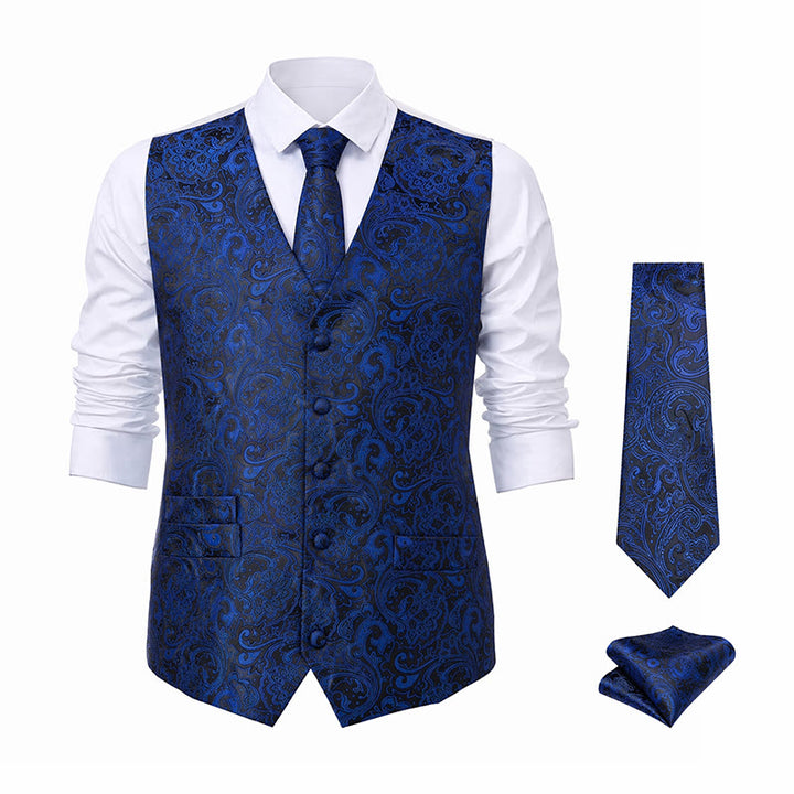Completo da uomo a tre pezzi con gilet in jacquard a fantasia paisley. - image 20