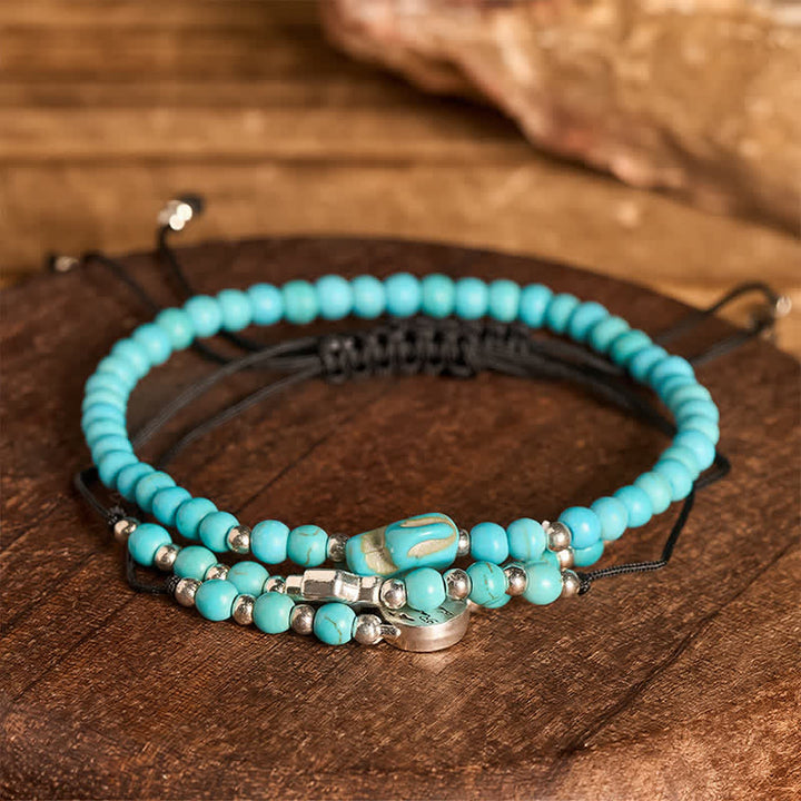 Set di 3 braccialetti impilabili con cactus occidentale e turchese, simbolo di autostima. - image 3