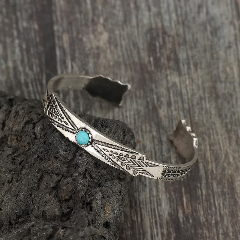 Bracciale vintage boho tribale con freccia del deserto turchese e polsino aperto - image 2