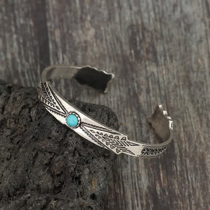 Bracciale vintage boho tribale con freccia del deserto turchese e polsino aperto - image 2