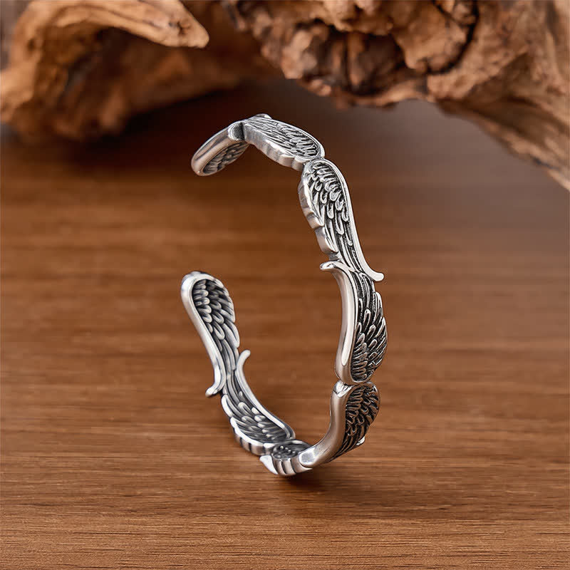 Bracciale aperto con piuma d'angelo occidentale "Fall From Heaven" - Argento - image 0
