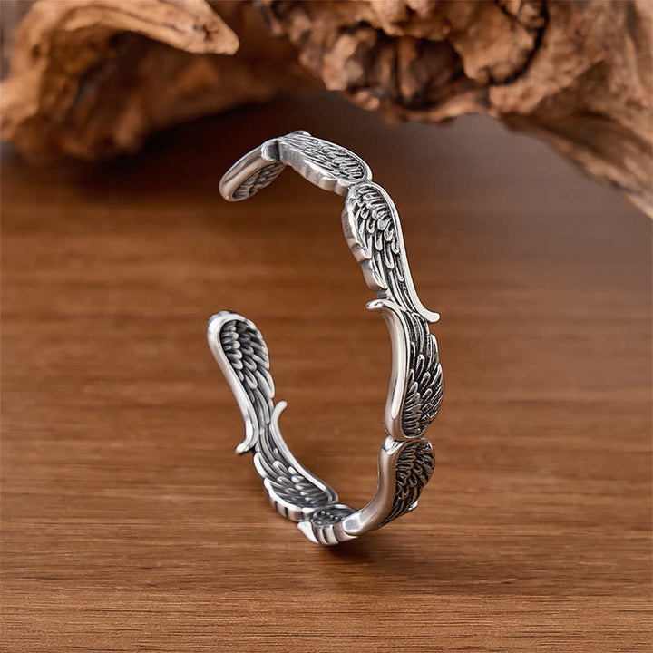 Bracciale aperto con piuma d'angelo occidentale "Fall From Heaven" - Argento - image 0