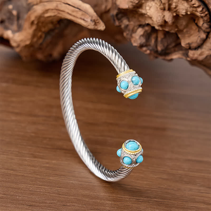 Bracciale aperto con cavo intrecciato turchese Eternal - image 3