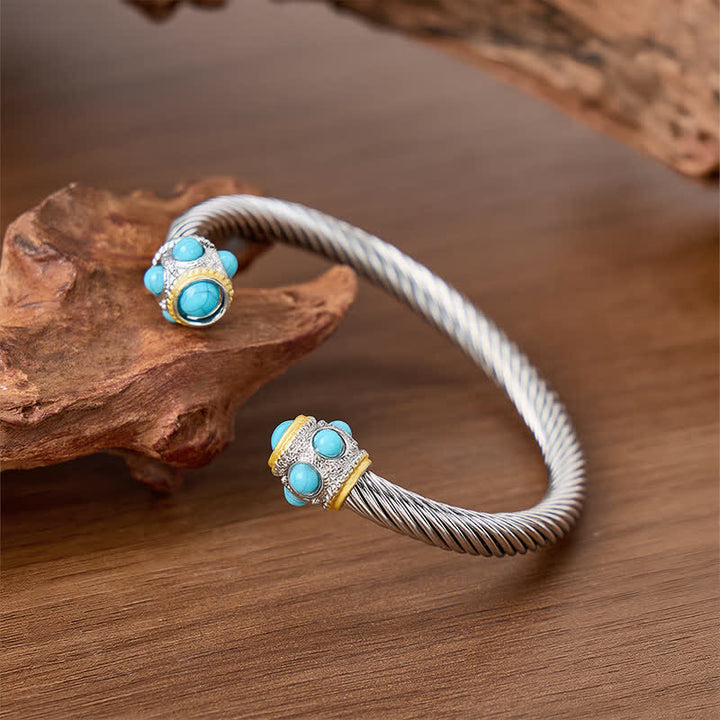 Bracciale aperto con cavo intrecciato turchese Eternal - Argento - image 0