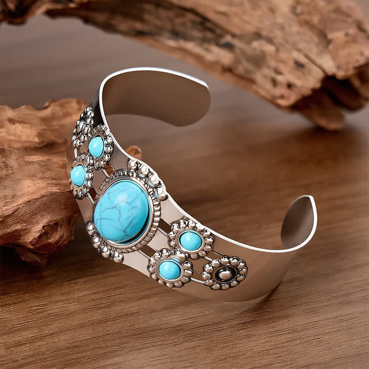 Bracciale aperto Desert Sun Crackle con pietra turchese - image 3