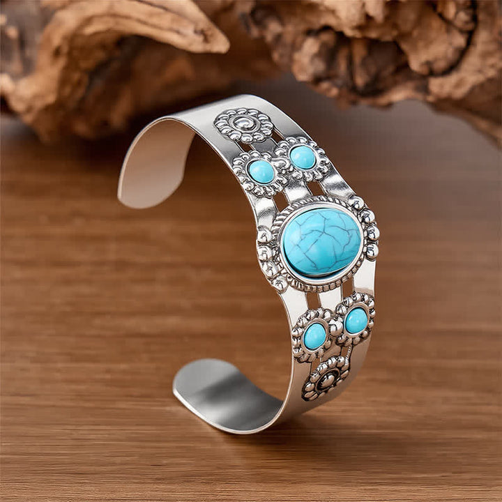 Bracciale aperto Desert Sun Crackle con pietra turchese - Argento - image 0