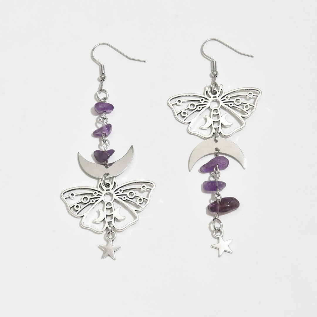 Orecchini pendenti con cristalli a forma di luna e stella, ispirati a Luna Moth. - image 2