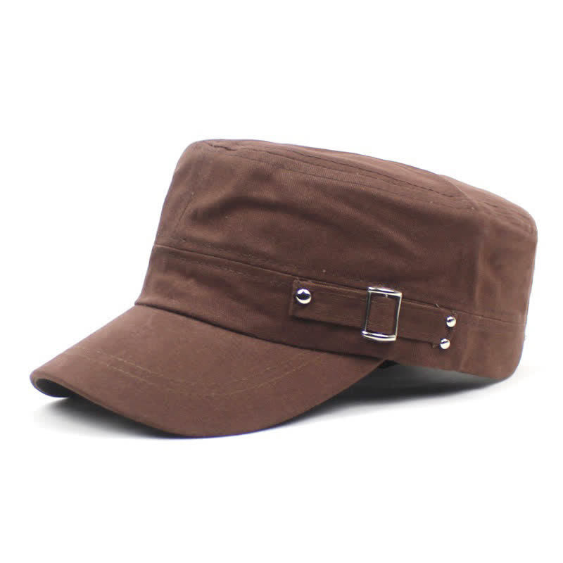 Iconico berretto militare da cadetto in cotone con cinturino laterale con fibbia. - Caffè - M (22"-22 7/8") - image 3