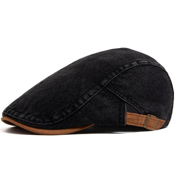 Berretto piatto in denim lavato a contrasto con visiera in pelle scamosciata - Nero - Regolabile (21 5/8"-23 1/4") - image 7