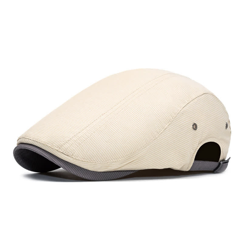 Berretto piatto a righe sottili stile urbano con cinturino regolabile. - Avorio - Regolabile (22"-24") - image 0