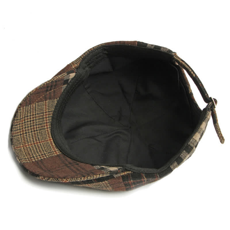 Berretto caldo da strillone in pied de poule a quadri patchwork - image 10