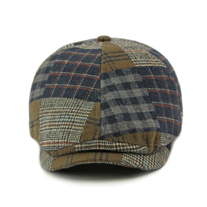 Berretto caldo da strillone in pied de poule a quadri patchwork - image 1