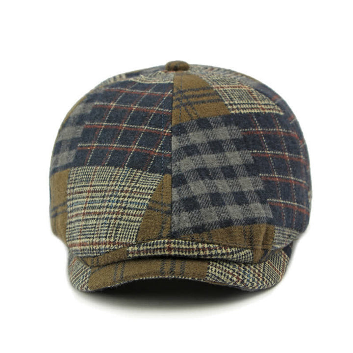 Berretto caldo da strillone in pied de poule a quadri patchwork - image 1
