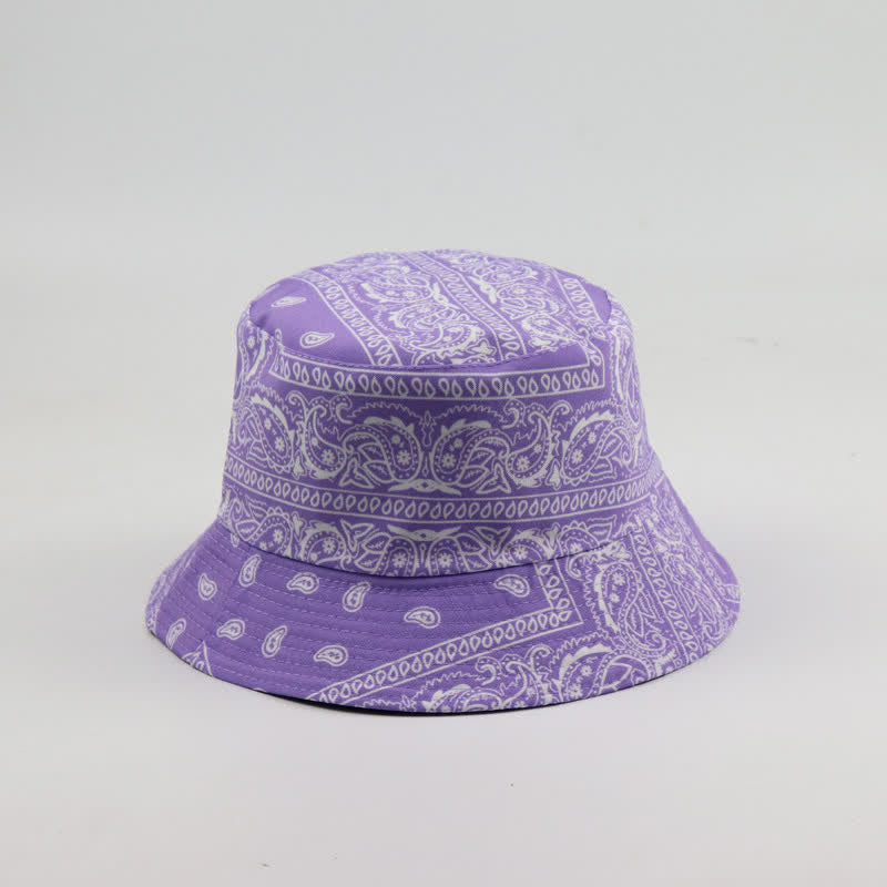 Cappello da pescatore reversibile unisex con motivo paisley - Viola - M (22"-22 7/8") - image 8