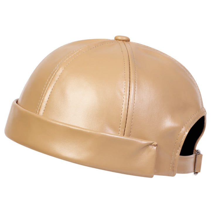 Cappello da marinaio minimalista senza visiera, regolabile, in similpelle PU. - Cachi - Regolabile (22"-23 1/4") - image 4