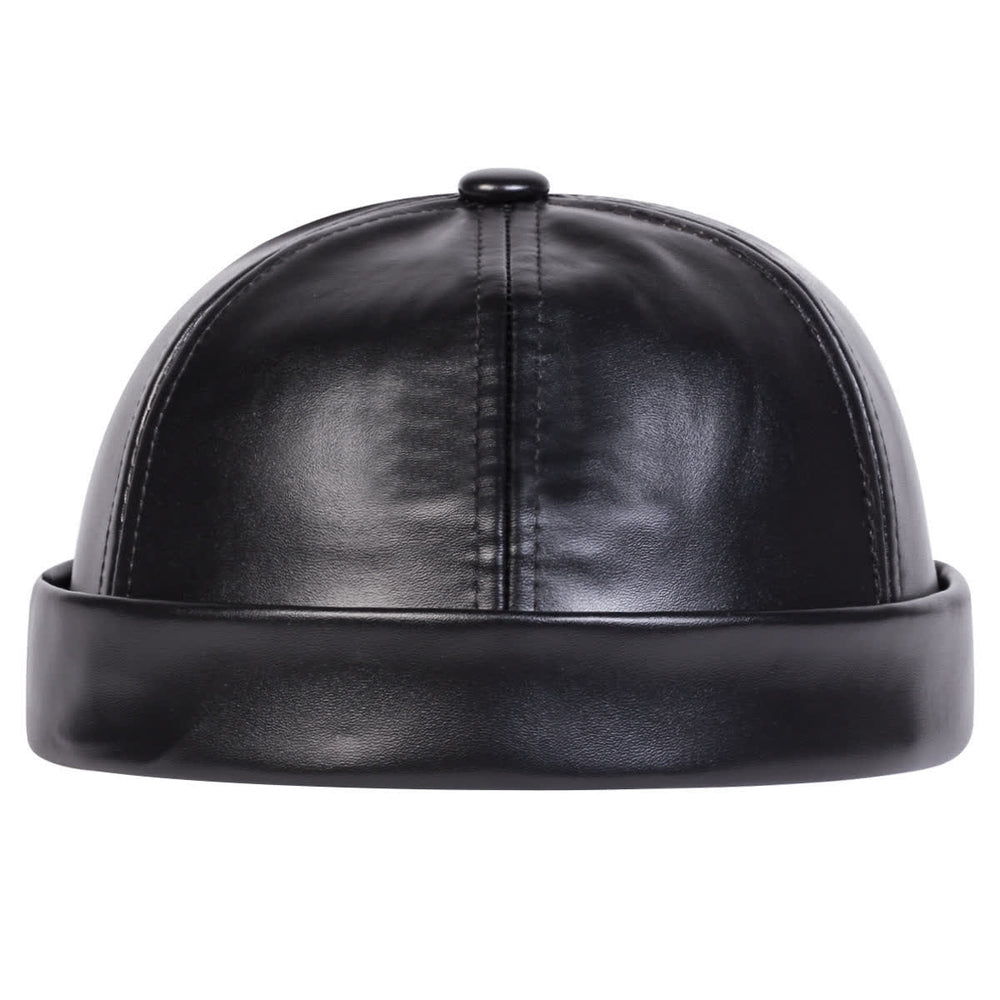 Cappello da marinaio minimalista senza visiera, regolabile, in similpelle PU. - image 1