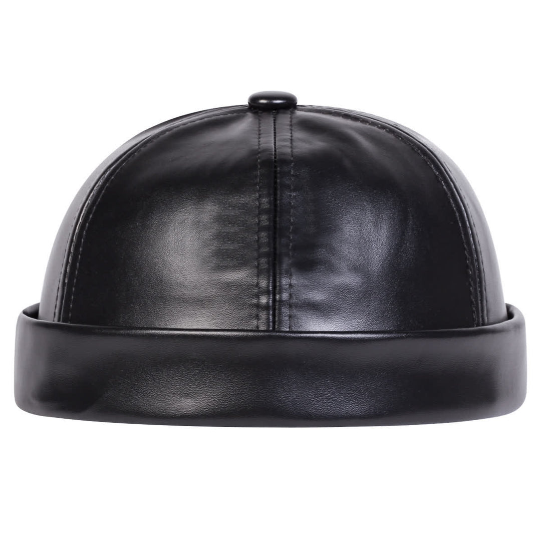 Cappello da marinaio minimalista senza visiera, regolabile, in similpelle PU. - image 1