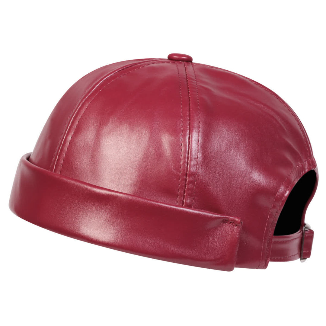 Cappello da marinaio minimalista senza visiera, regolabile, in similpelle PU. - Vino - Regolabile (22"-23 1/4") - image 3