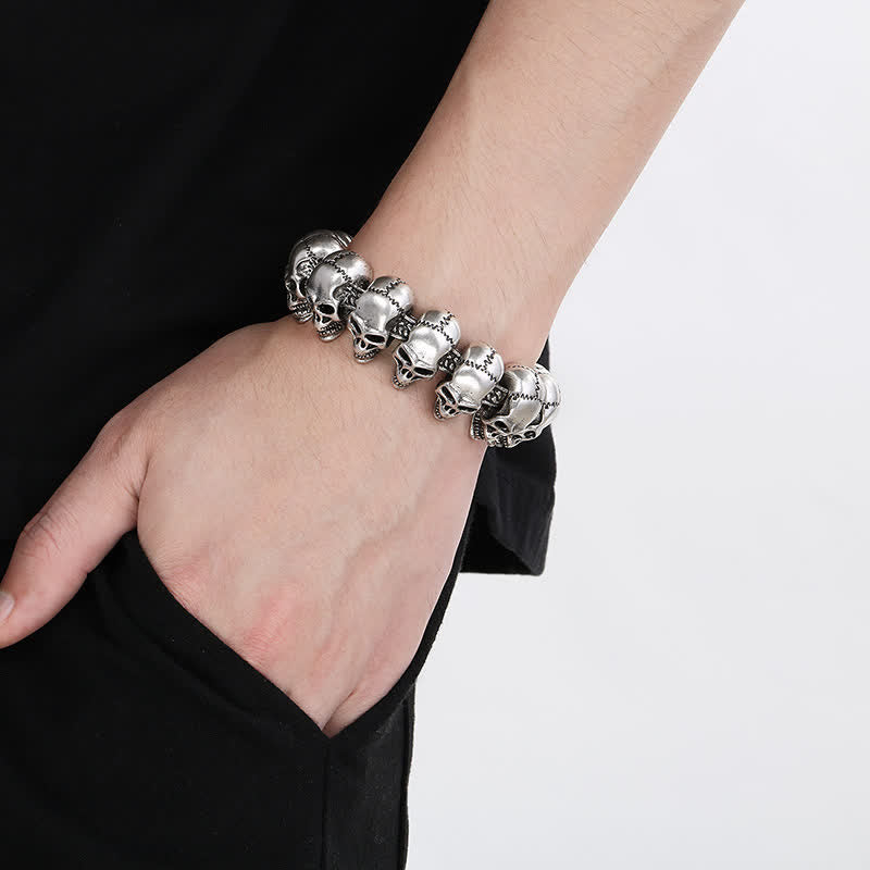 Bracciale punk da motociclista con maglie a teschio in stile hip hop heavy metal. - image 8