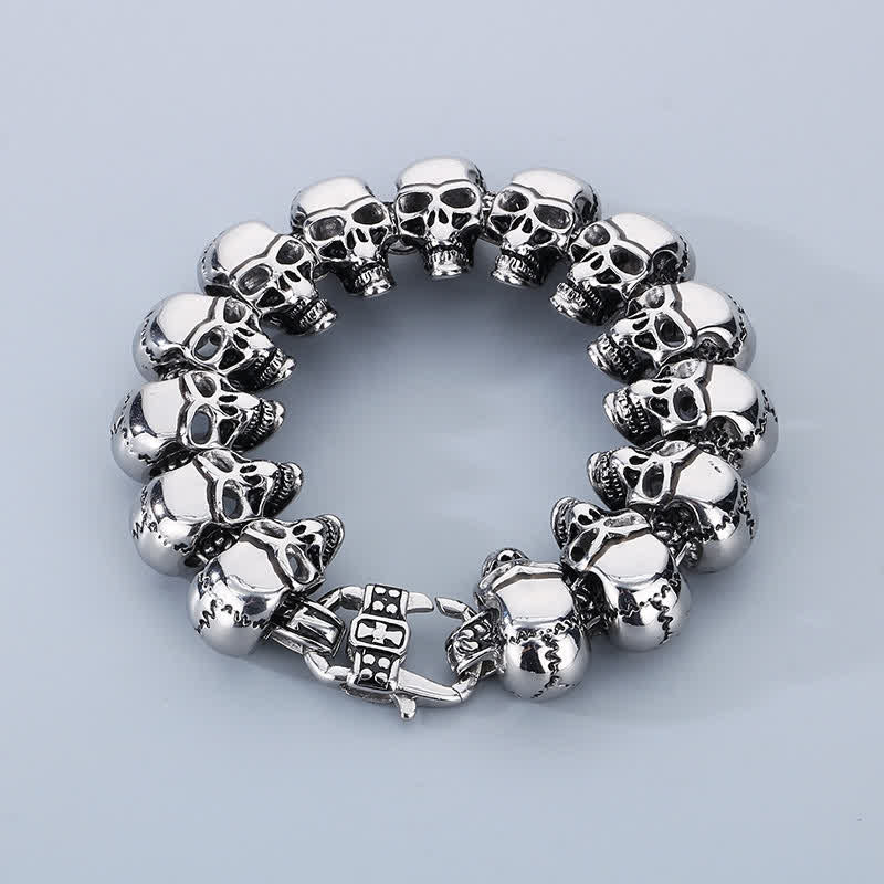 Bracciale punk da motociclista con maglie a teschio in stile hip hop heavy metal. - Argento - image 2