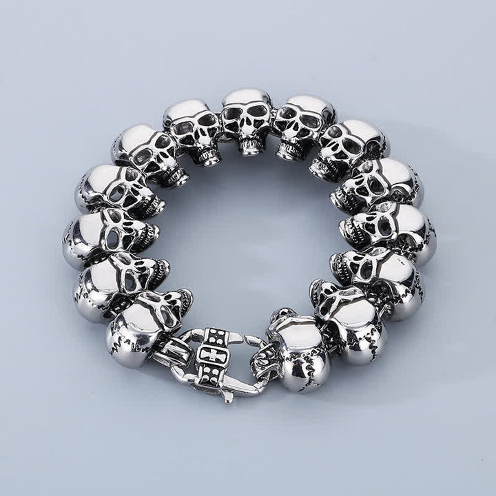 Bracciale punk da motociclista con maglie a teschio in stile hip hop heavy metal. - Argento - image 2
