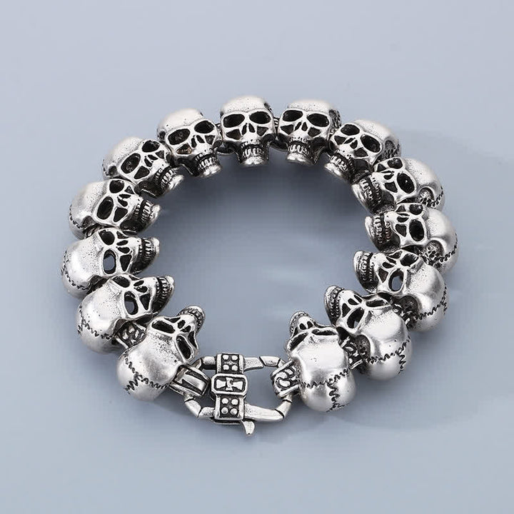 Bracciale punk da motociclista con maglie a teschio in stile hip hop heavy metal. - Argento antico - image 7