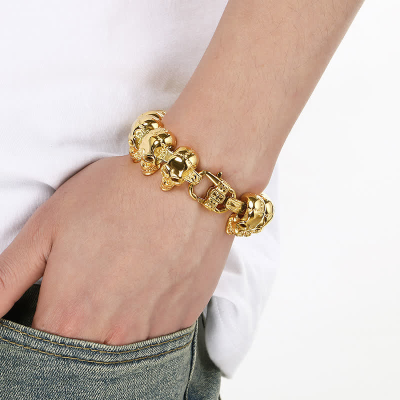 Bracciale punk da motociclista con maglie a teschio in stile hip hop heavy metal. - image 10
