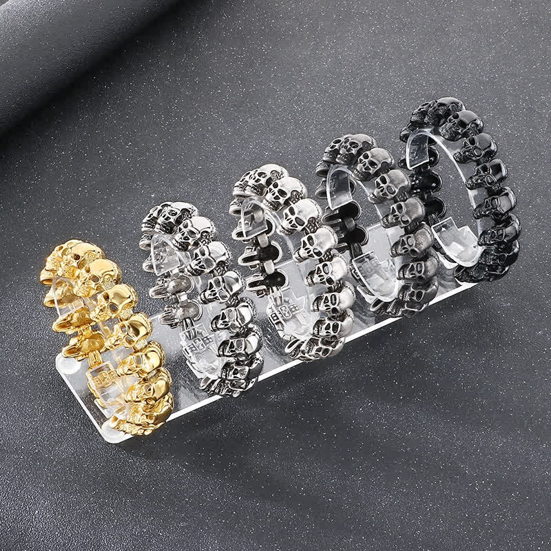 Bracciale punk da motociclista con maglie a teschio in stile hip hop heavy metal. - image 4