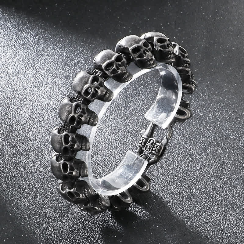 Bracciale punk da motociclista con maglie a teschio in stile hip hop heavy metal. - Nero opaco - image 11