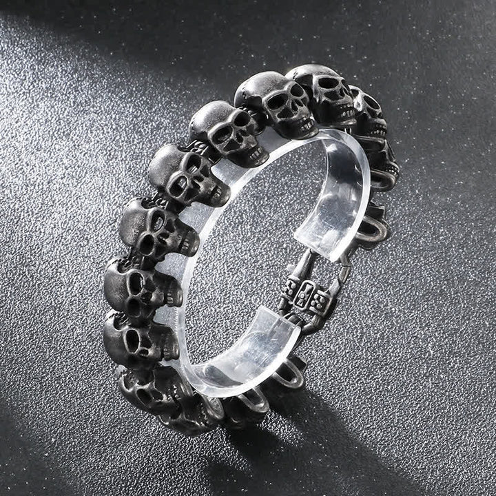 Bracciale punk da motociclista con maglie a teschio in stile hip hop heavy metal. - Nero opaco - image 11