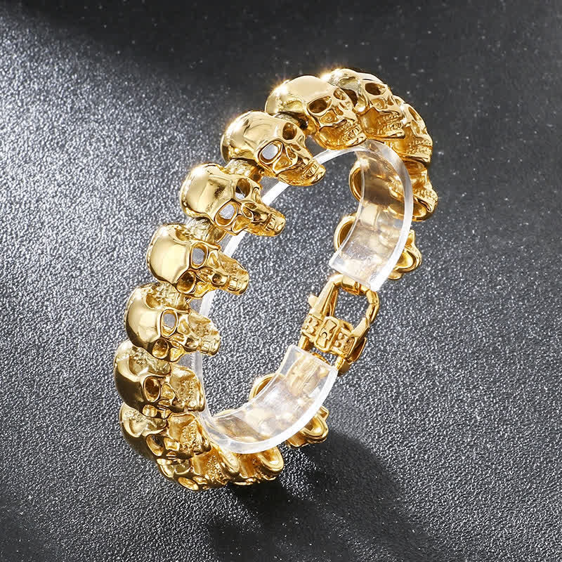 Bracciale punk da motociclista con maglie a teschio in stile hip hop heavy metal. - Oro - image 9